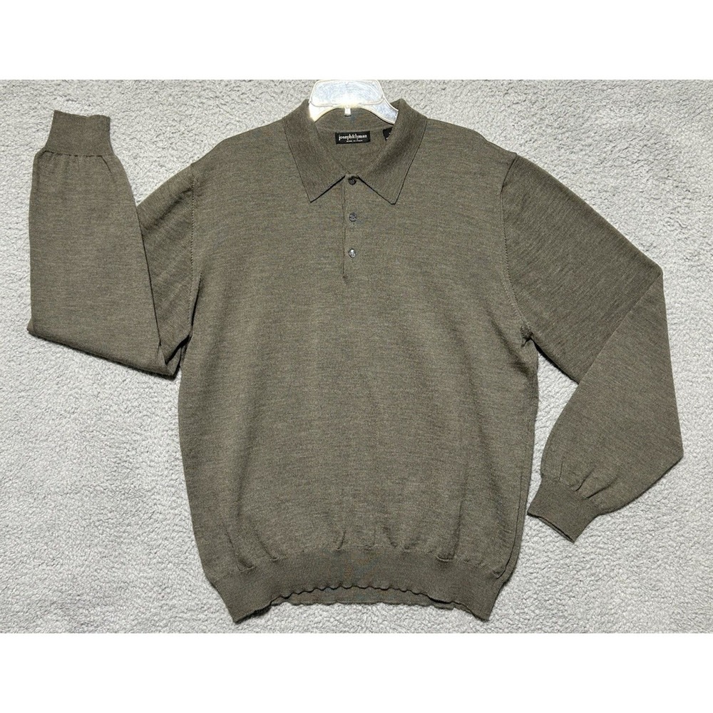 Joseph & Lyman Made Italy Mens XL 100% Extra Fine Merino Wool Sweater Green
